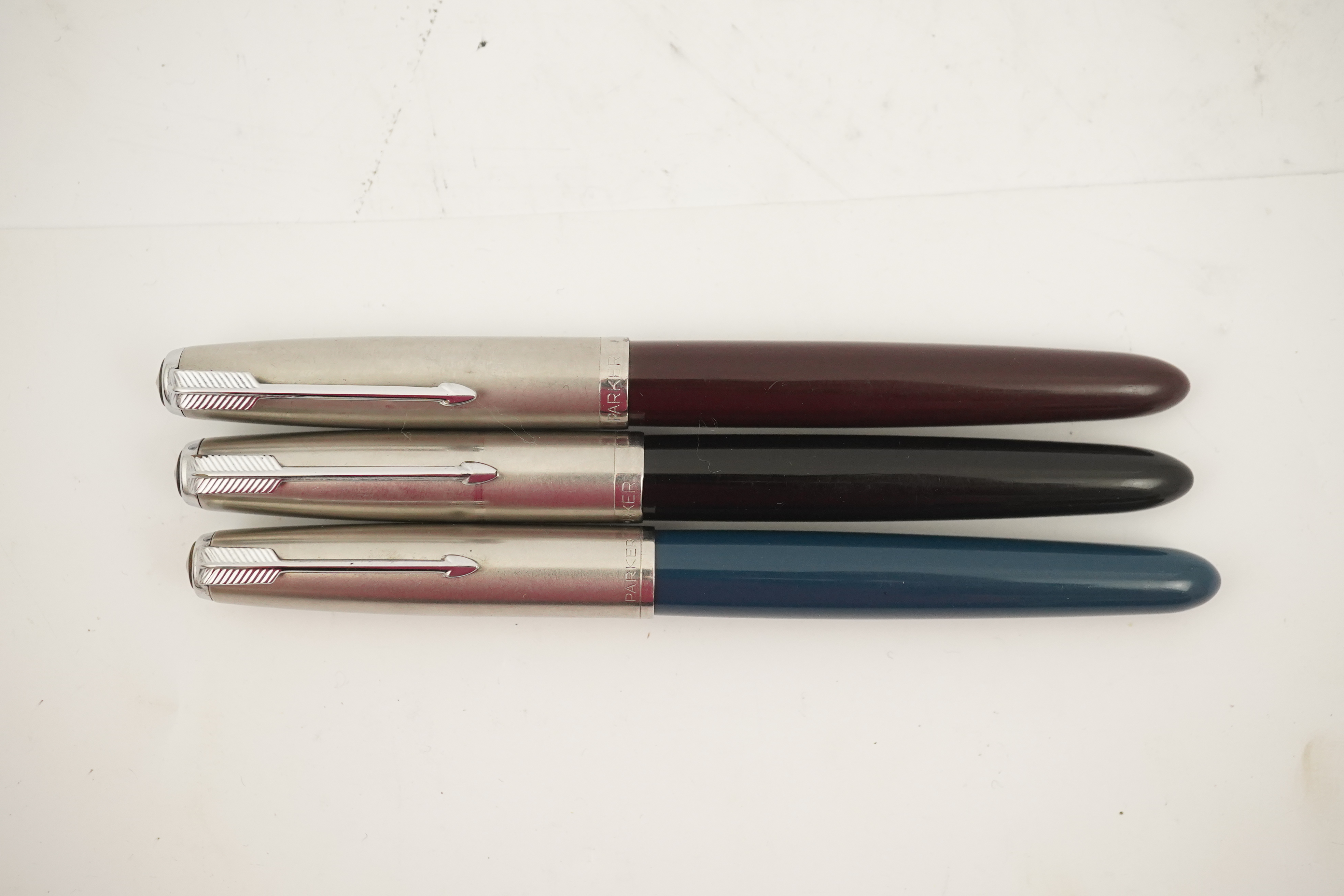 Three various Parker ‘51’ fountain pens. Condition - fair to good